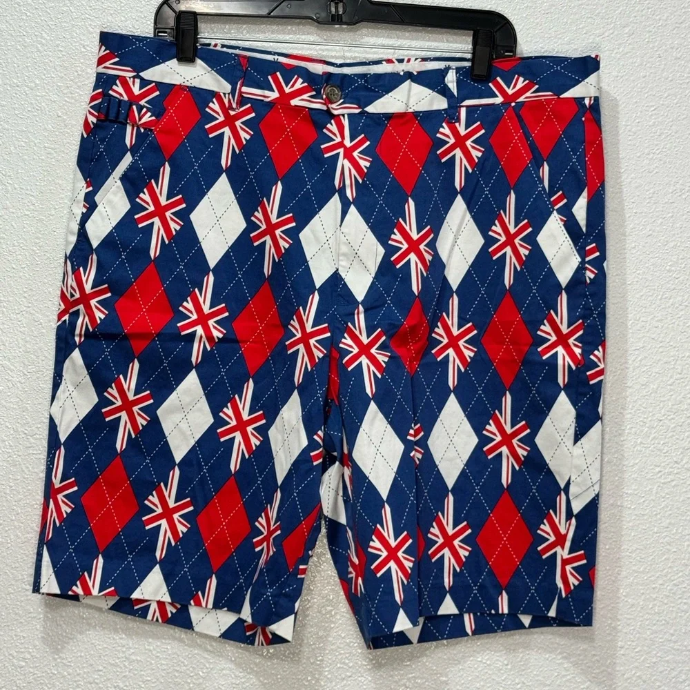 Royal & Awesome Union Jack Shorts Trew Brit Golf Men’s 40 - Picture 1 of 7